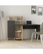 Bureau Bugra anthracite/chêne - 119.7x111.8x60 cm