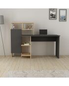 Bureau Bugra anthracite/chêne - 119.7x111.8x60 cm