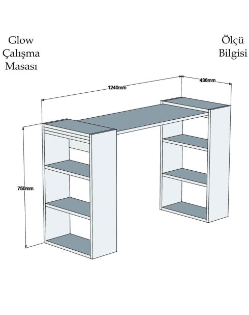 Bureau Handy noyer/blanc - 124x75x43.6 cm