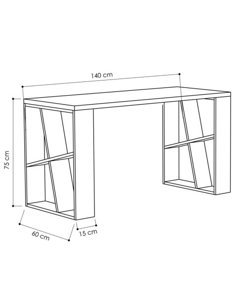 Bureau Honey blanc/chêne - 140x75x60 cm