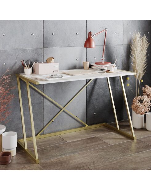 Bureau Anemon blanc/doré - 120x75x60 cm
