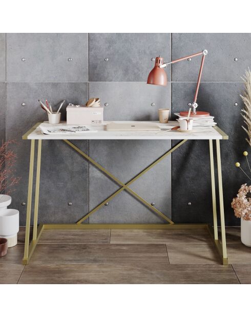 Bureau Anemon blanc/doré - 120x75x60 cm