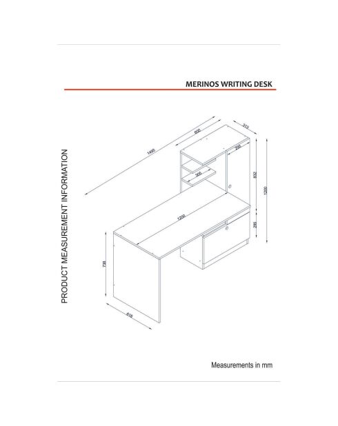 Bureau Merinos blanc - 150x120x62 cm