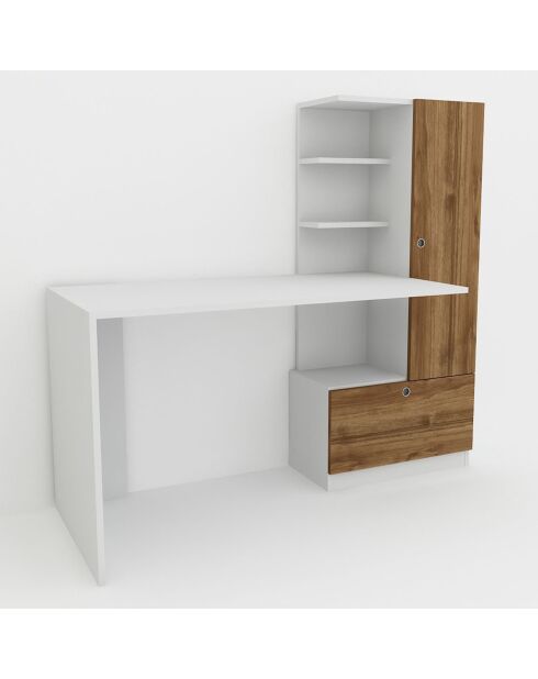 Bureau Merinos noyer/blanc - 150x120x62 cm