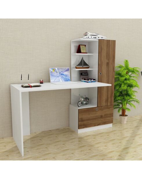 Bureau Merinos noyer/blanc - 150x120x62 cm