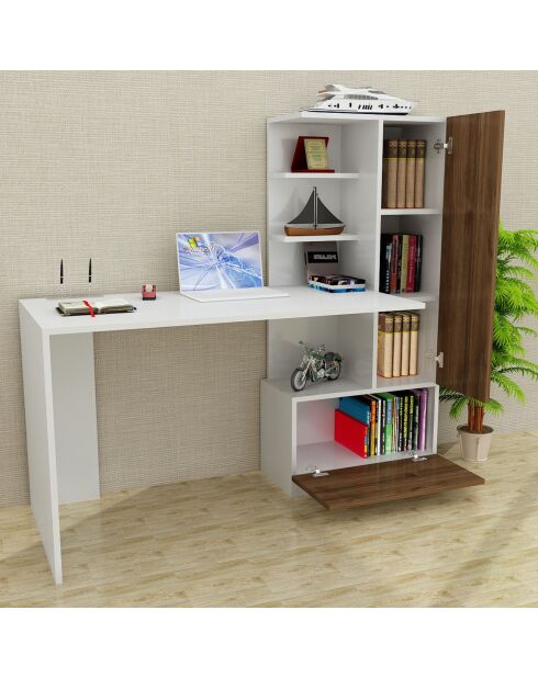 Bureau Merinos noyer/blanc - 150x120x62 cm