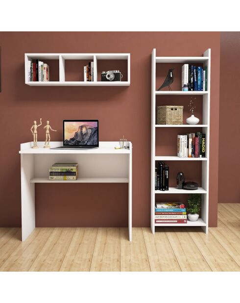 Bureau +  2 Etagères Matilda blanc