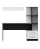 Bureau + Etagère murale  Alaska blanc/noir - 146x60x74 cm