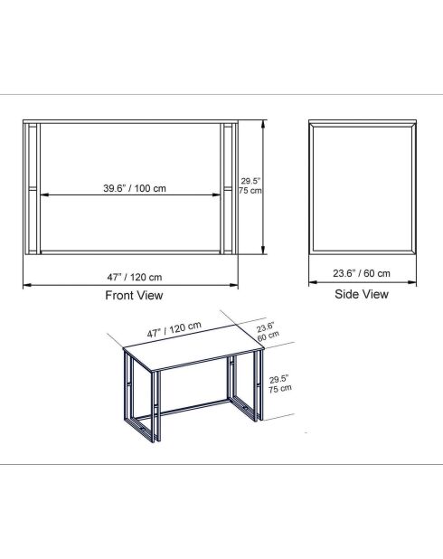 Alfa weißer Schreibtisch - 120x60x75 cm