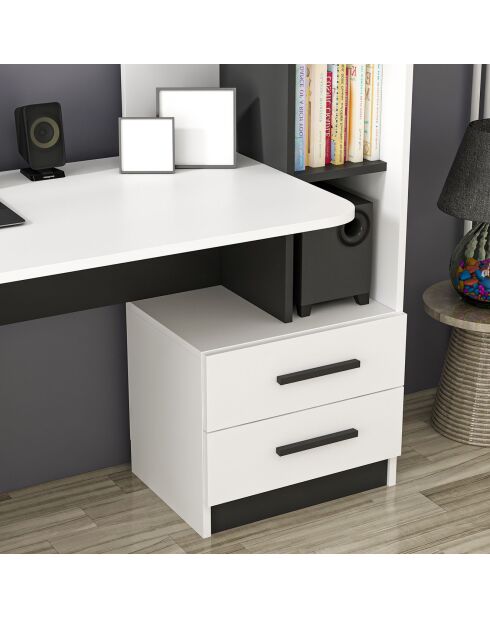 Bureau + Etagère murale  Alaska blanc/noir - 146x60x74 cm