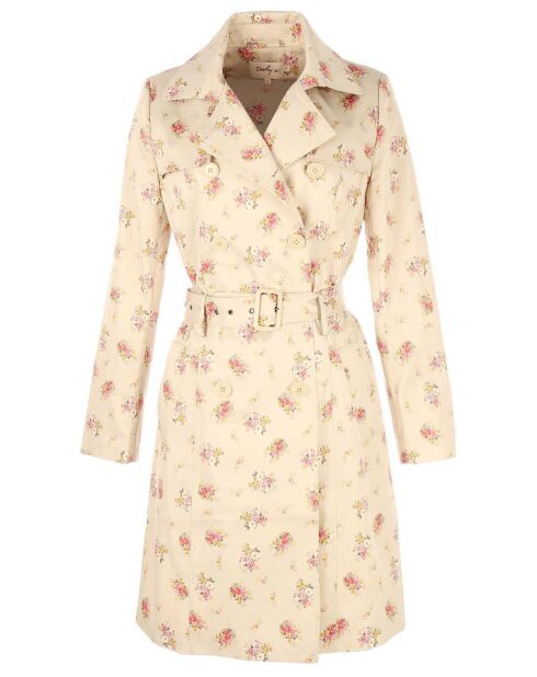 Trench Eclipse à fleurs beige/rose