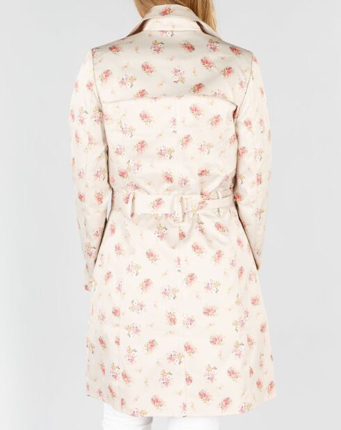 Trench Eclipse à fleurs beige/rose