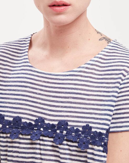 T-Shirt en Lin mélangé Andreana écru/indigo