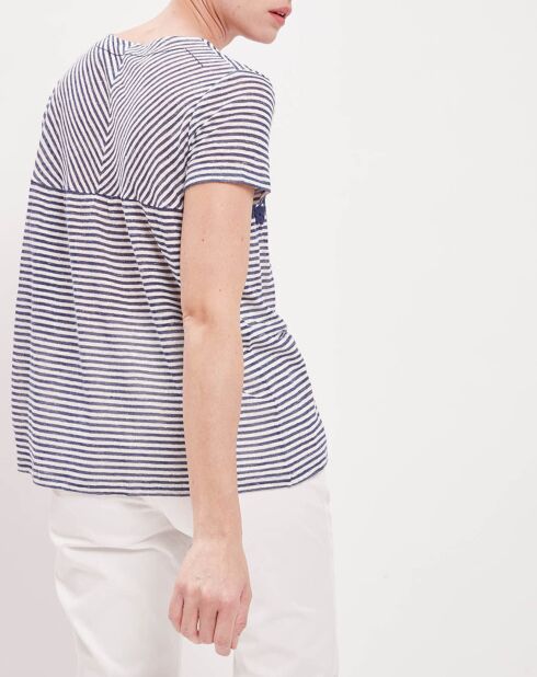 T-Shirt en Lin mélangé Andreana écru/indigo