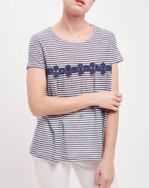 T-Shirt en Lin mélangé Andreana écru/indigo