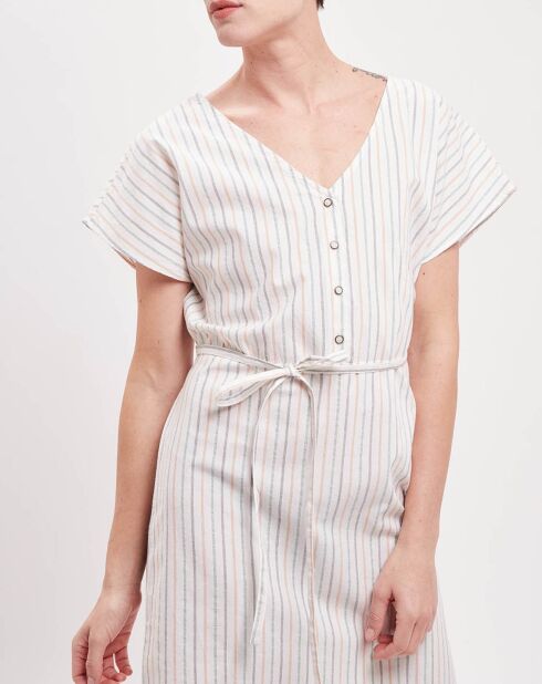 Robe courte Cianelle rayée écrue