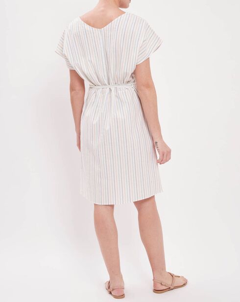 Robe courte Cianelle rayée écrue