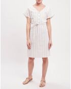Robe courte Cianelle rayée écrue