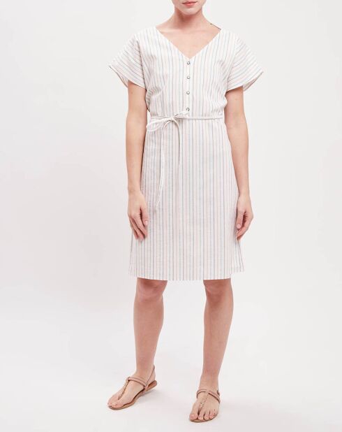 Robe courte Cianelle rayée écrue
