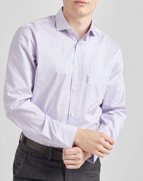 Chemise droite rayée violette