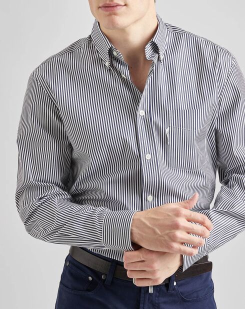 Chemise casual rayures bleu nuit/blanc