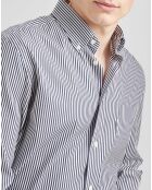 Chemise casual rayures bleu nuit/blanc