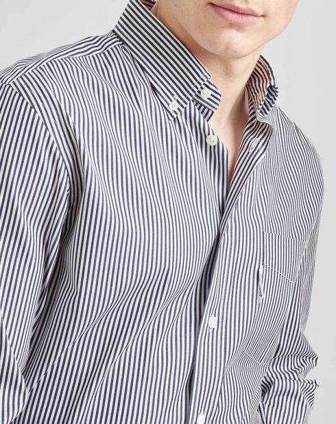 Chemise casual rayures bleu nuit/blanc