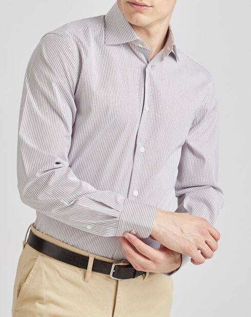 Chemise habillée rayures bordeaux/blanc