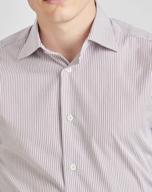Chemise habillée rayures bordeaux/blanc
