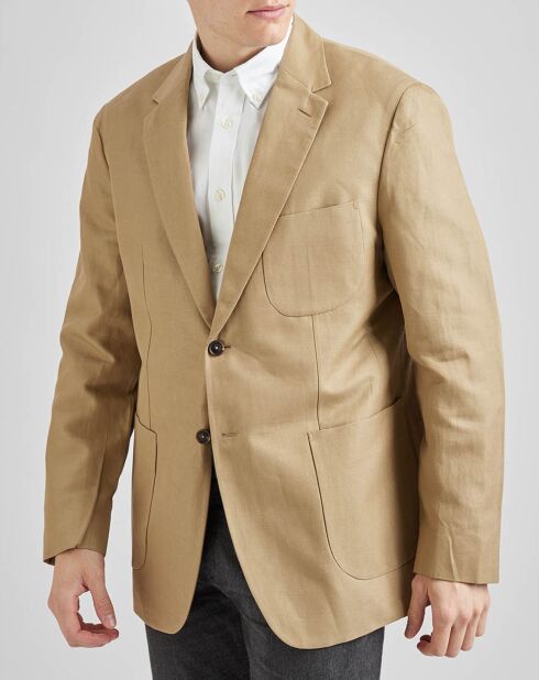 Beigefarbene Freizeitjacke aus Leinenmischung