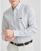 Chemise sportswear gris/bleu/blanc