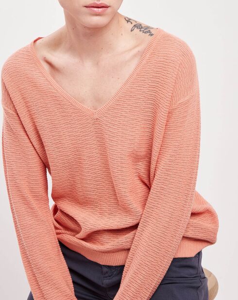 Pull en Lin & Coton Oral abricot