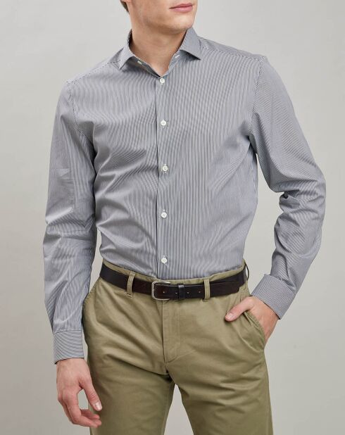 Chemise Slim à rayures gris/blanc