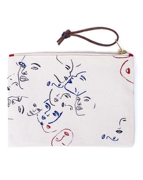 Pochette Face à Face 100% Coton Bio crème  - 16x22 cm