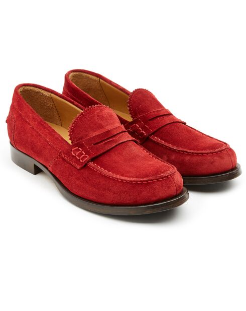 Mocassins en Velours de Cuir Inès rouges