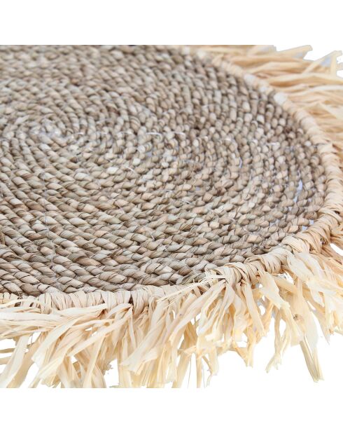 4 Sets de table Oasa en raffia beige/blanc - D.18.5x46 cm
