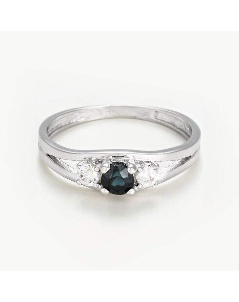 Marine Sapphire & Zirkonia ring in witgoud