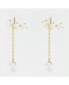 Boucles d'oreilles Dormeuses Fleurs Zircone or jaune