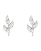 Boucles d'oreilles Three Petals Zircone or blanc