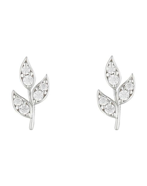 Boucles d'oreilles Three Petals Zircone or blanc