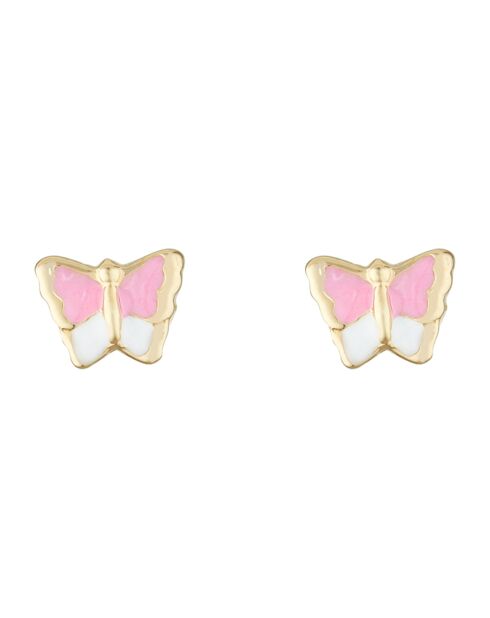 Boucles d'oreilles enfant Papillon Amoureux Email or jaune