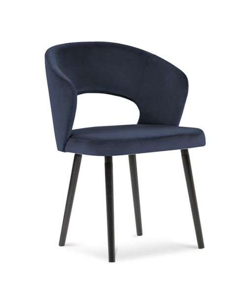 Chaise en Velours Elpis  bleu foncé - 55x56x80  cm