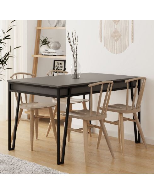 Table à manger Pal anthracite - 132-170x80x76 cm
