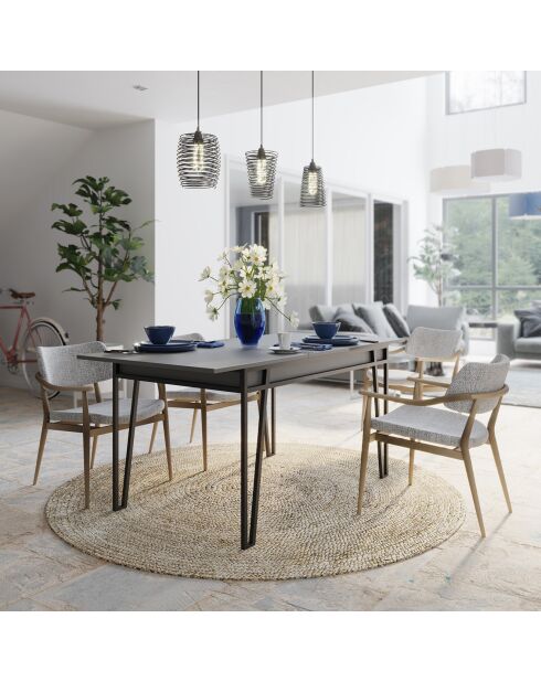 Table à manger Pal anthracite - 132-170x80x76 cm