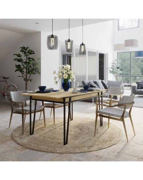 Table à manger Pal chêne - 132-170x80x76 cm