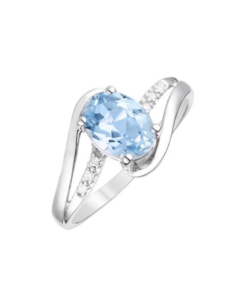 Bague Auckland Diamants 0.03 ct & Topaze 1.70 ct Or Blanc
