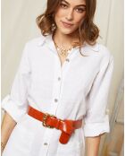Robe chemise 100% Lin Astrid blanche