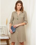 Robe chemise 100% Lin Joséphine taupe