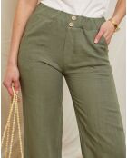 Pantalon 100% Lin Riga kaki