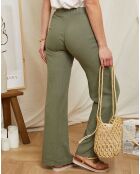 Pantalon 100% Lin Riga kaki